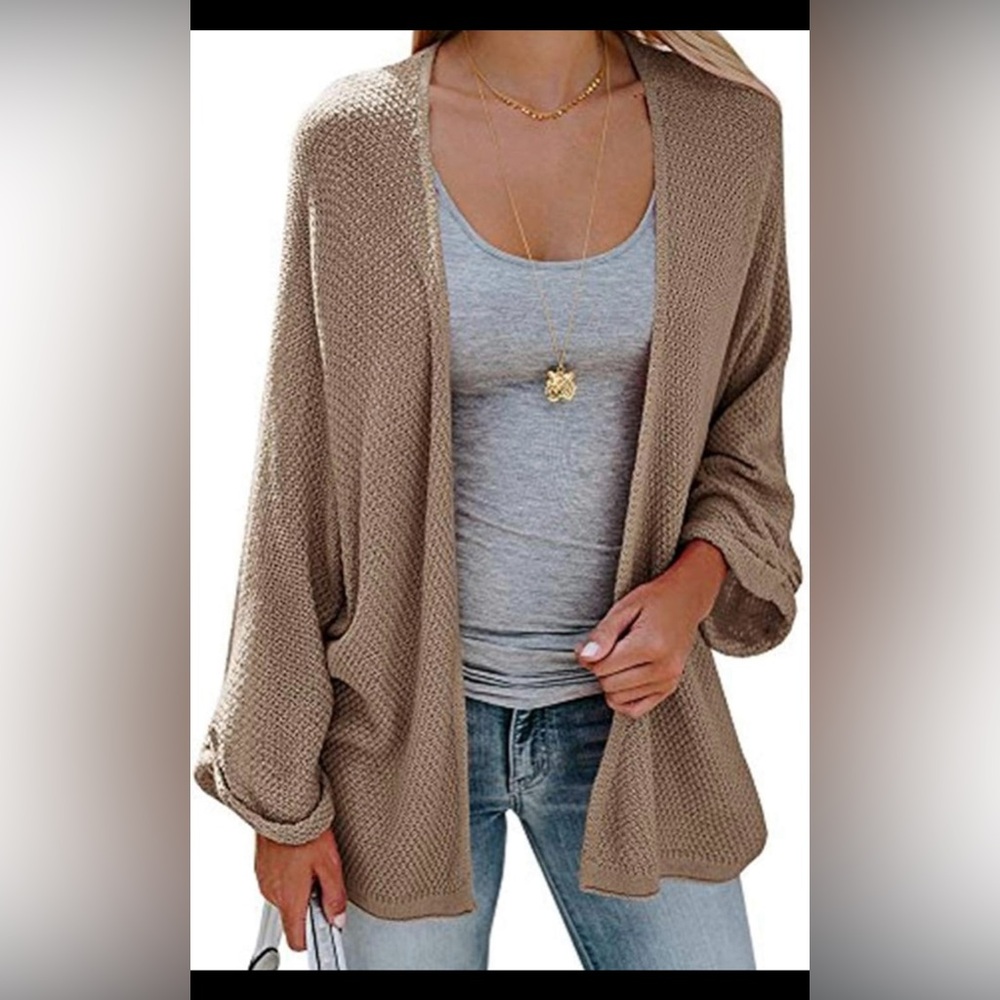 Womens Loose Open Front Kimono Cardigan